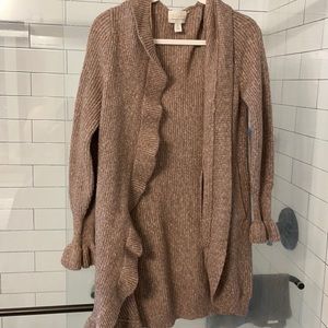 Hinge dusty rose cardigan with ruffle